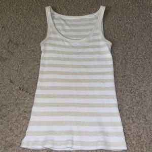 Beige & White Tank Top